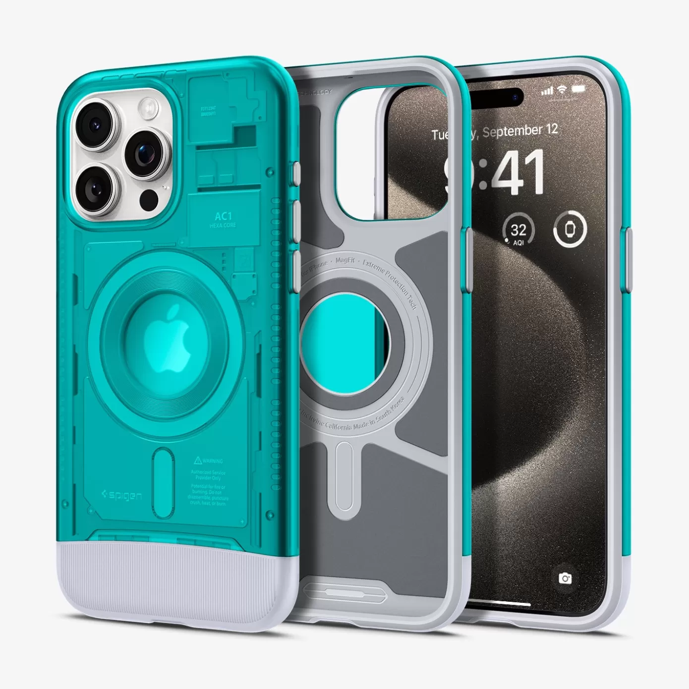 Spigen Iphone·Iphone 15 Pro Max | Iphone·Iphone 15 Pro | Classic C1 Wallet Set (MagFit) Bondi Blue